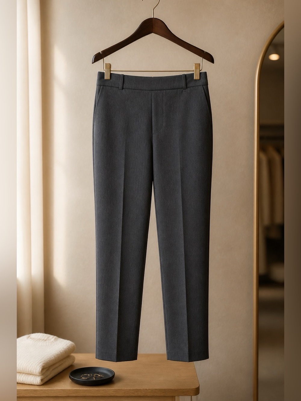 Liz Claiborne Charcoal Gray Amy Straight Leg Mid-Rise Pant